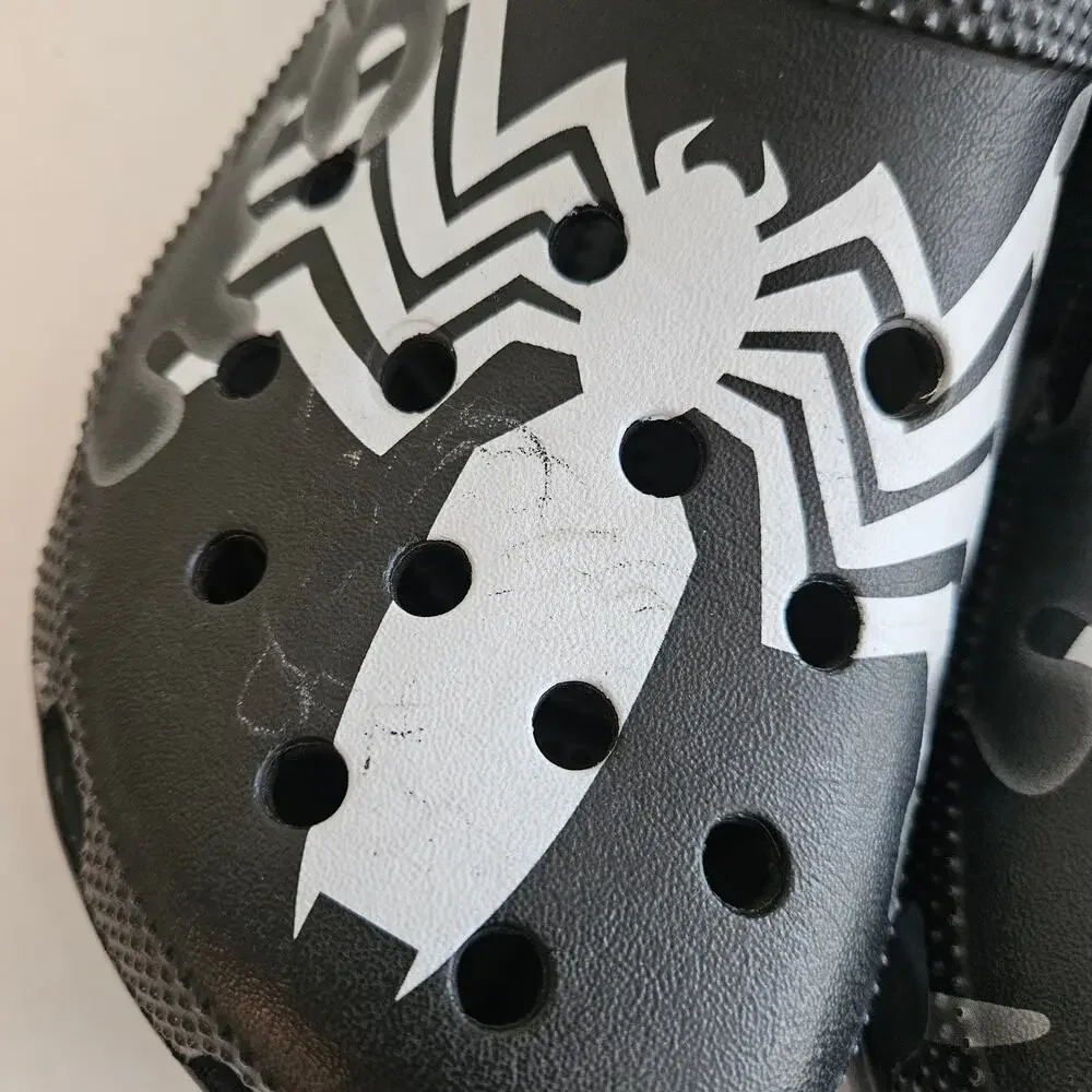 Crocs Black Venom Graphic Classic Clog Size Men 7 / Women 9 Spider-Man Marvel